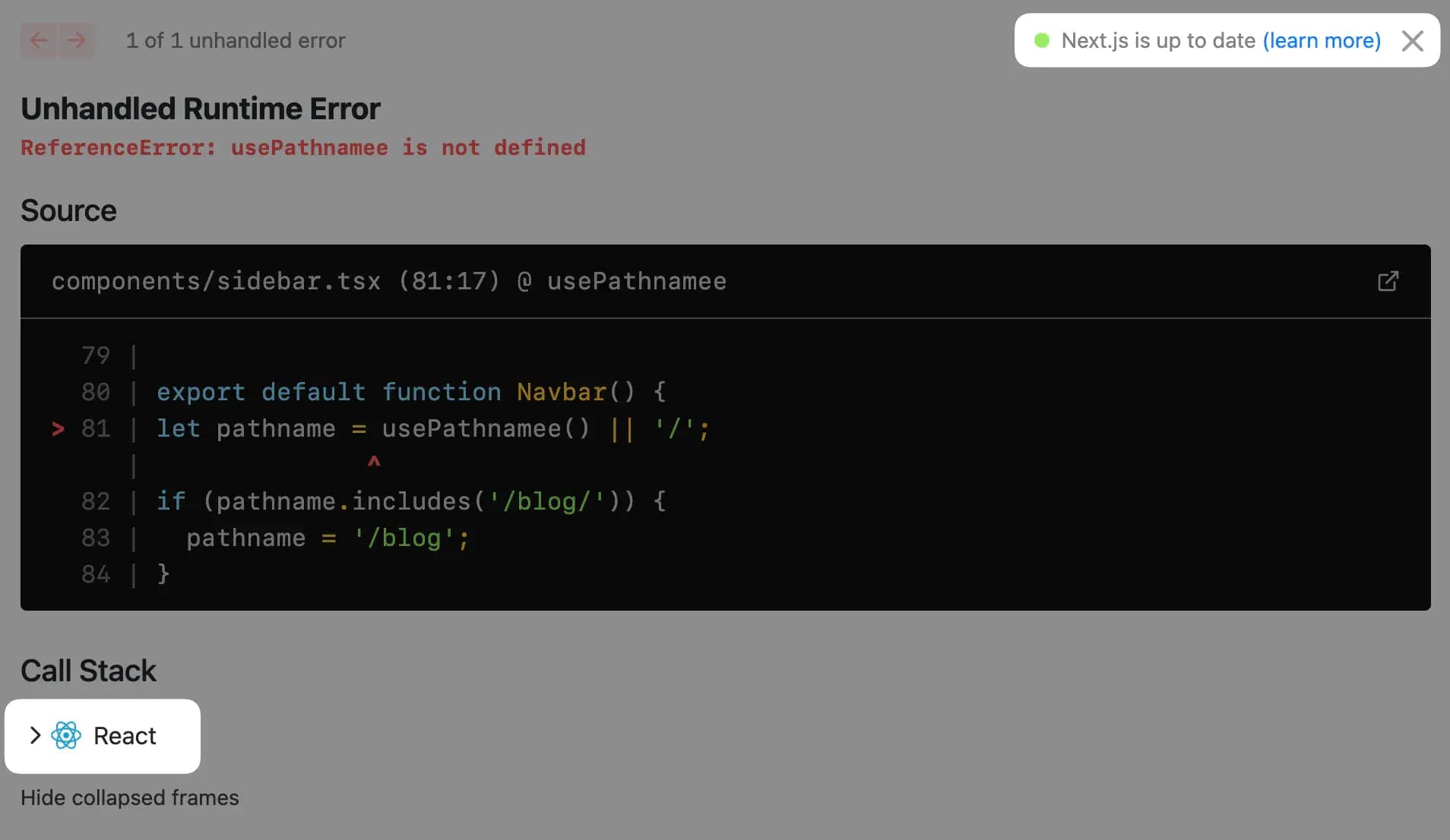 Next.js Error