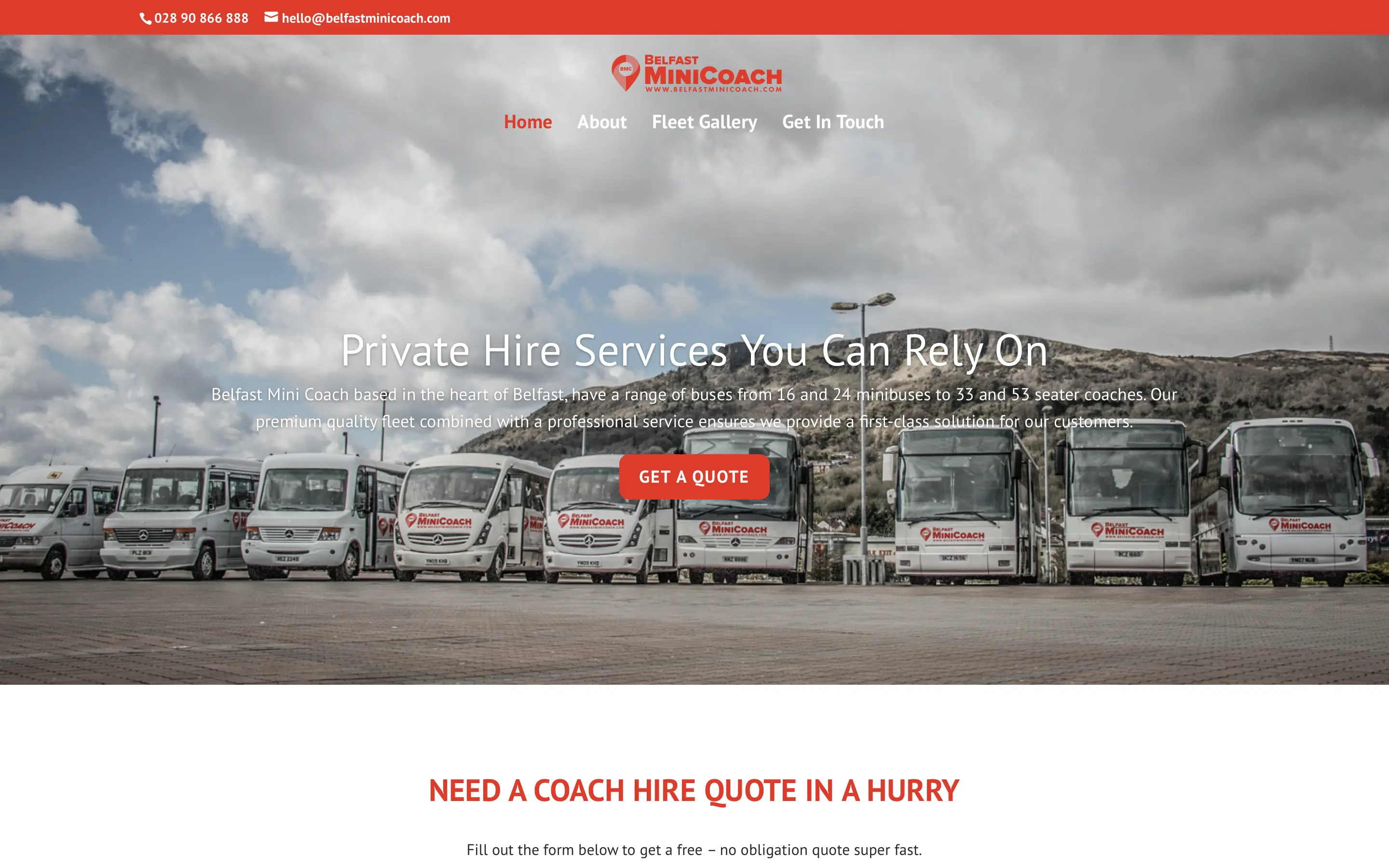 Belfast Mini Coach website
